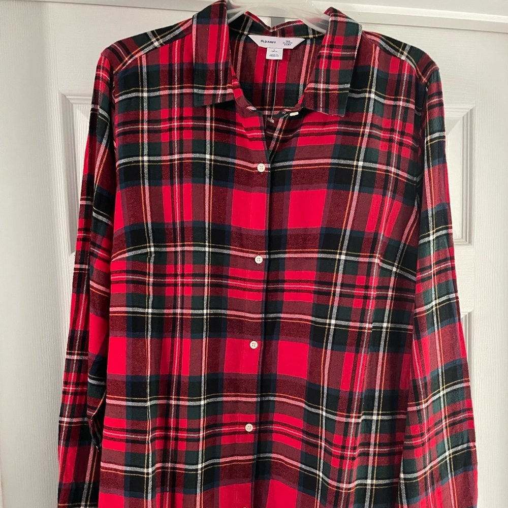 Flannel button down top
